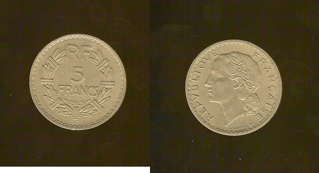 5 francs Lavrillier, bronze-aluminium 1945 SUP